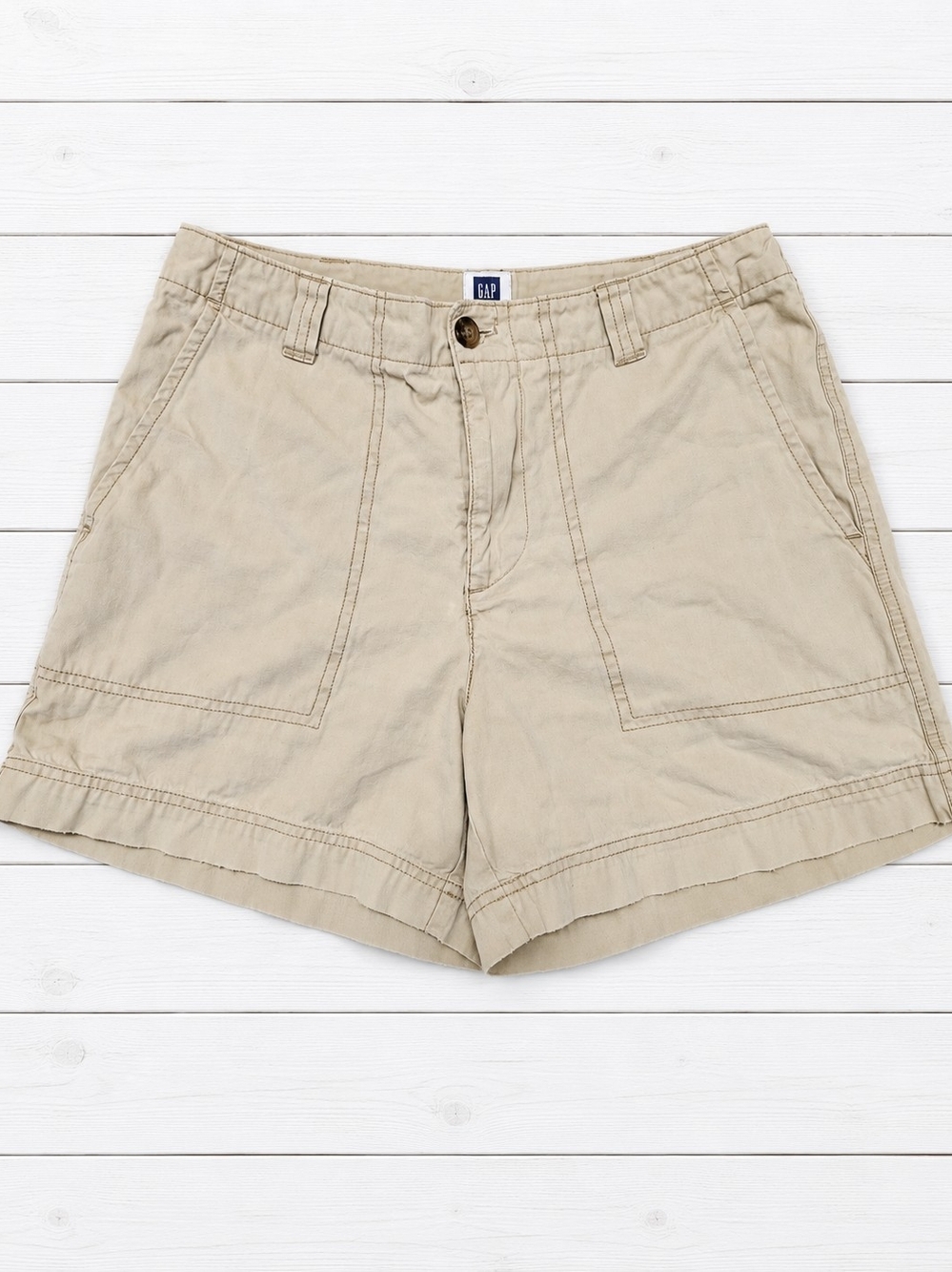 GAP Women's Beige Cotton Utility Shorts